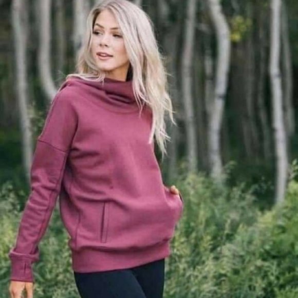 ZYIA Tops - Zyia Oh So Soft Hoodie sweatshirt Tibetan Red Burgundy Medium